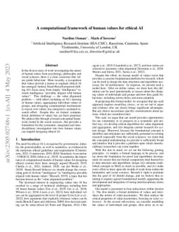 A computational framework of human values for ethical AI