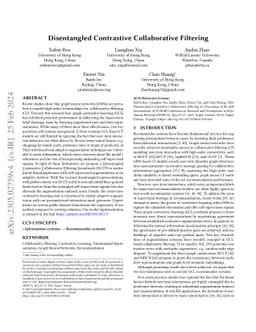 Disentangled Contrastive Collaborative Filtering