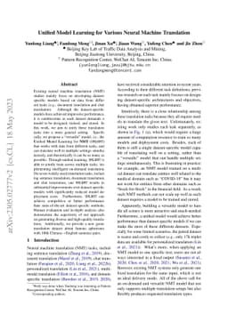 Unified Model Learning for Various Neural Machine Translation