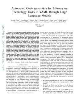 Automated Code generation for Information Technology Tasks in YAML
  through Large Language Models