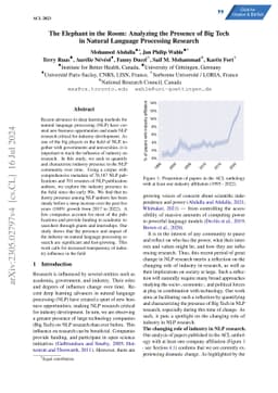 The Elephant in the Room: Analyzing the Presence of Big Tech in Natural
  Language Processing Research