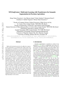 MTLSegFormer: Multi-task Learning with Transformers for Semantic
  Segmentation in Precision Agriculture