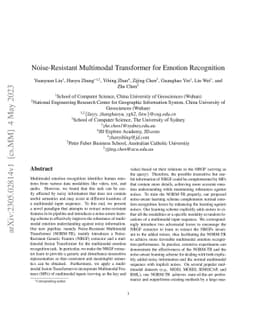 Noise-Resistant Multimodal Transformer for Emotion Recognition