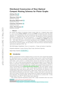 Distributed Construction of Near-Optimal Compact Routing Schemes for
  Planar Graphs