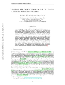 Masked Structural Growth for 2x Faster Language Model Pre-training