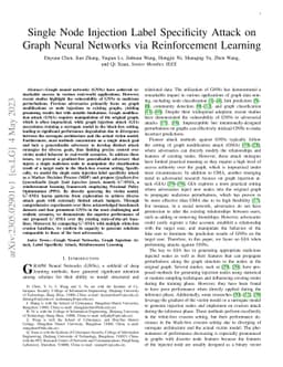 Single Node Injection Label Specificity Attack on Graph Neural Networks
  via Reinforcement Learning