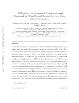 UPDExplainer: an Interpretable Transformer-based Framework for Urban
  Physical Disorder Detection Using Street View Imagery