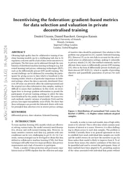 Incentivising the federation: gradient-based metrics for data selection
  and valuation in private decentralised training