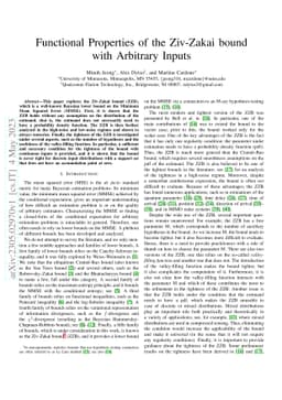 Functional Properties of the Ziv-Zakai bound with Arbitrary Inputs