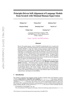 Principle-Driven Self-Alignment of Language Models from Scratch with
  Minimal Human Supervision