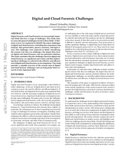Digital and Cloud Forensic Challenges