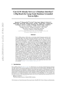 Can LLM Already Serve as A Database Interface? A BIg Bench for
  Large-Scale Database Grounded Text-to-SQLs