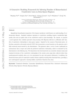 A Generative Modeling Framework for Inferring Families of Biomechanical
  Constitutive Laws in Data-Sparse Regimes