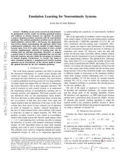 Emulation Learning for Neuromimetic Systems