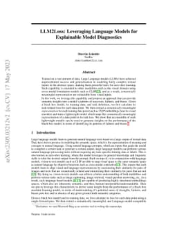 LLM2Loss: Leveraging Language Models for Explainable Model Diagnostics