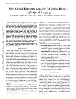 Sign-Coded Exposure Sensing for Noise-Robust High-Speed Imaging