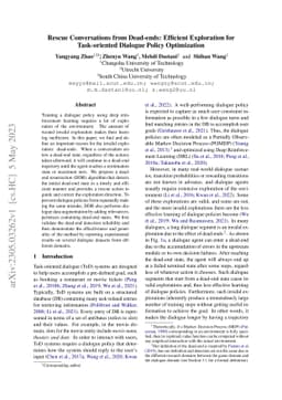 Rescue Conversations from Dead-ends: Efficient Exploration for
  Task-oriented Dialogue Policy Optimization