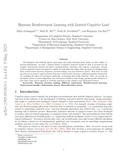 Bayesian Reinforcement Learning with Limited Cognitive Load