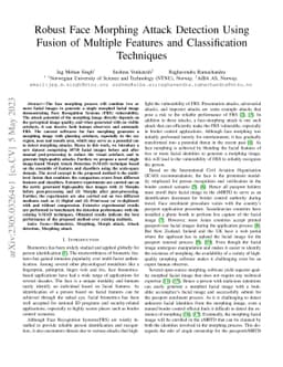 Robust Face Morphing Attack Detection Using Fusion of Multiple Features
  and Classification Techniques