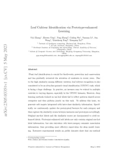 Leaf Cultivar Identification via Prototype-enhanced Learning