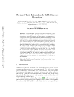 Optimized Table Tokenization for Table Structure Recognition