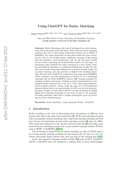Using ChatGPT for Entity Matching