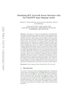 Simulating H.P. Lovecraft horror literature with the ChatGPT large
  language model