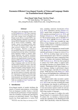 Parameter-Efficient Cross-lingual Transfer of Vision and Language Models
  via Translation-based Alignment