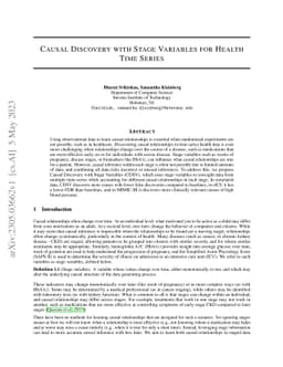 Causal Discovery with Stage Variables for Health Time Series