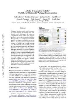 A Suite of Generative Tasks for Multi-Level Multimodal Webpage
  Understanding