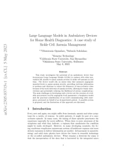 Large Language Models in Ambulatory Devices for Home Health Diagnostics:
  A case study of Sickle Cell Anemia Management