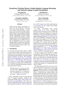 Transformer Working Memory Enables Regular Language Reasoning and
  Natural Language Length Extrapolation