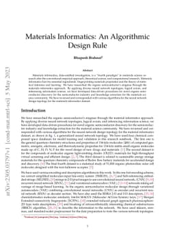 Materials Informatics: An Algorithmic Design Rule