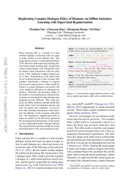 Replicating Complex Dialogue Policy of Humans via Offline Imitation
  Learning with Supervised Regularization