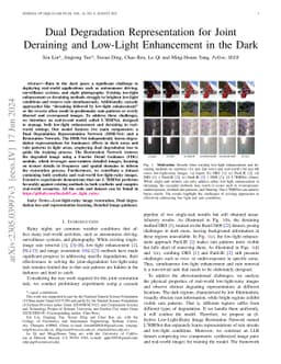 Dual Degradation Representation for Joint Deraining and Low-Light
  Enhancement in the Dark