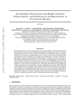 Autonomous Navigation for Robot-assisted Intraluminal and Endovascular
  Procedures: A Systematic Review