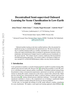 Decentralised Semi-supervised Onboard Learning for Scene Classification
  in Low-Earth Orbit