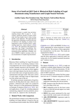 Rhetorical Role Labeling of Legal Documents using Transformers and Graph
  Neural Networks