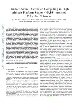 Handoff-Aware Distributed Computing in High Altitude Platform Station
  (HAPS)-Assisted Vehicular Networks