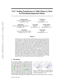 Vcc: Scaling Transformers to 128K Tokens or More by Prioritizing
  Important Tokens
