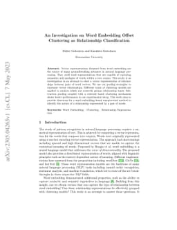 An Investigation on Word Embedding Offset Clustering as Relationship
  Classification