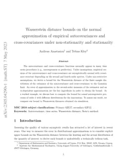 Wasserstein distance bounds on the normal approximation of empirical
  autocovariances and cross-covariances under non-stationarity and stationarity