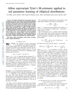 Affine equivariant Tyler's M-estimator applied to tail parameter
  learning of elliptical distributions