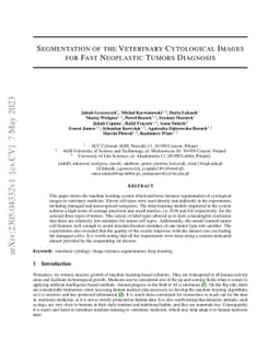 Segmentation of the veterinary cytological images for fast neoplastic
  tumors diagnosis