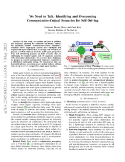We Need to Talk: Identifying and Overcoming Communication-Critical
  Scenarios for Self-Driving