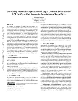 Unlocking Practical Applications in Legal Domain: Evaluation of GPT for
  Zero-Shot Semantic Annotation of Legal Texts