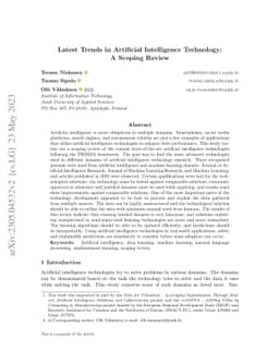 Latest Trends in Artificial Intelligence Technology: A Scoping Review