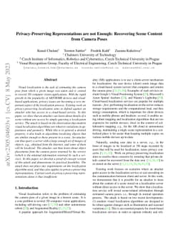 Privacy-Preserving Representations are not Enough -- Recovering Scene
  Content from Camera Poses