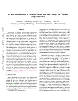 ReGeneration Learning of Diffusion Models with Rich Prompts for
  Zero-Shot Image Translation