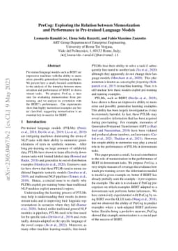 PreCog: Exploring the Relation between Memorization and Performance in
  Pre-trained Language Models